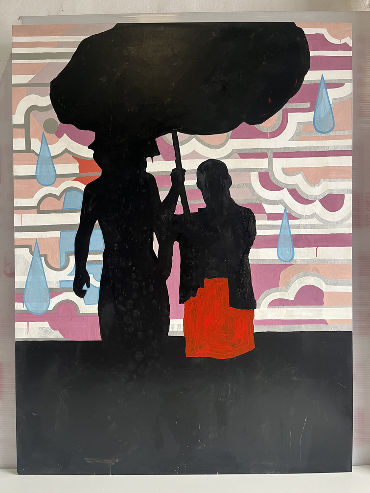 TECNICA MIXTA SOBRE TABLA. PARAGUAS.150x200