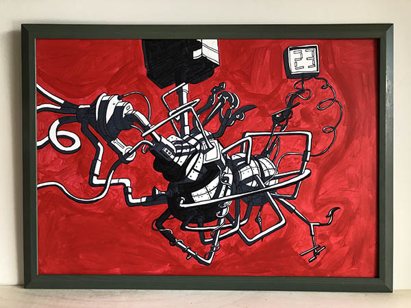 TECNICA MIXTA SOBRE TABLA. CACHIVACHE. 100X70