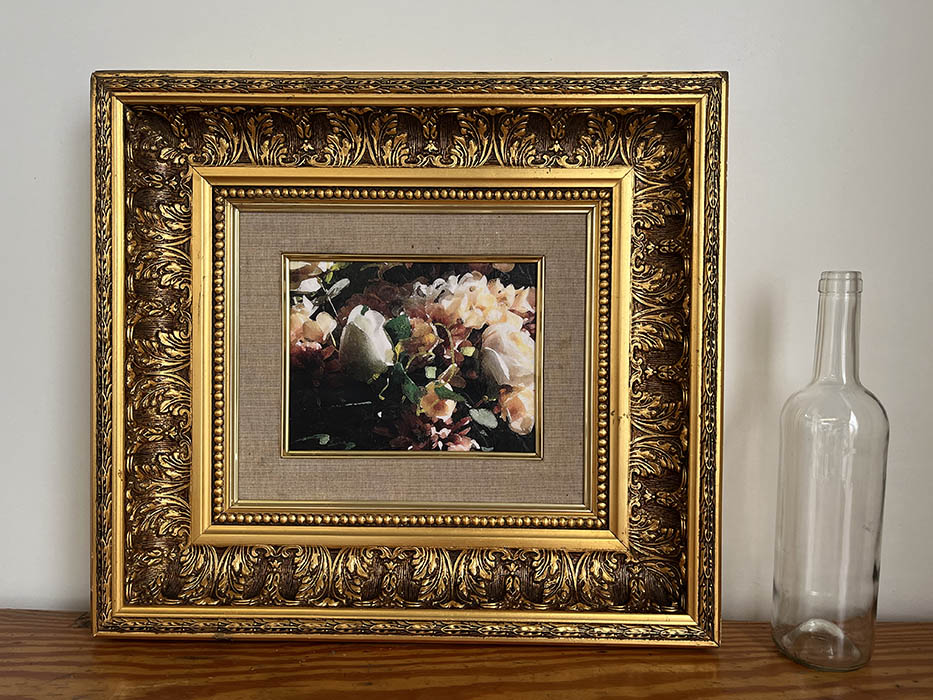 IMPRESIÓN SOBRE LIENZO. CAPULLO CON FLORES. 50X45