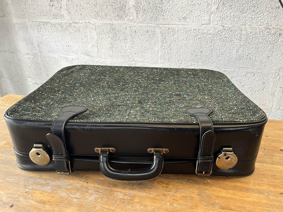 MALETA CUERO Y TELA. 65X16X50