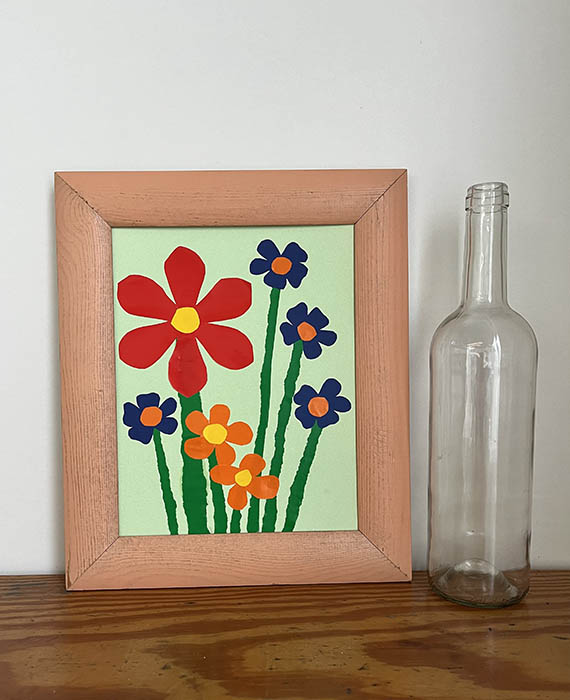 COLLAGE FLORES. PAPEL CHAROL SOBRE CARTULINA (27X32,5)